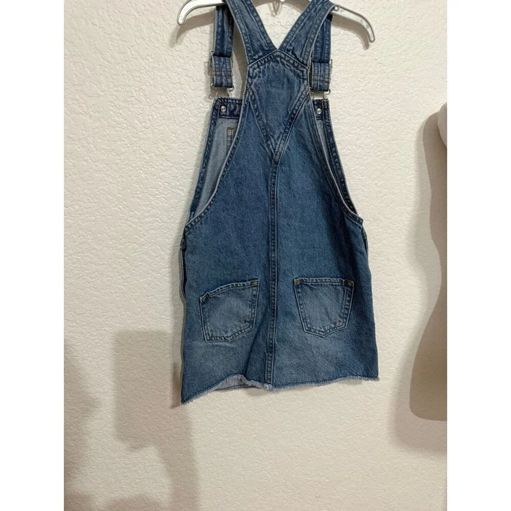 Gap Kids Denim Overall Dress Girls Size S (6) Distressed Blue Jean Pinafore